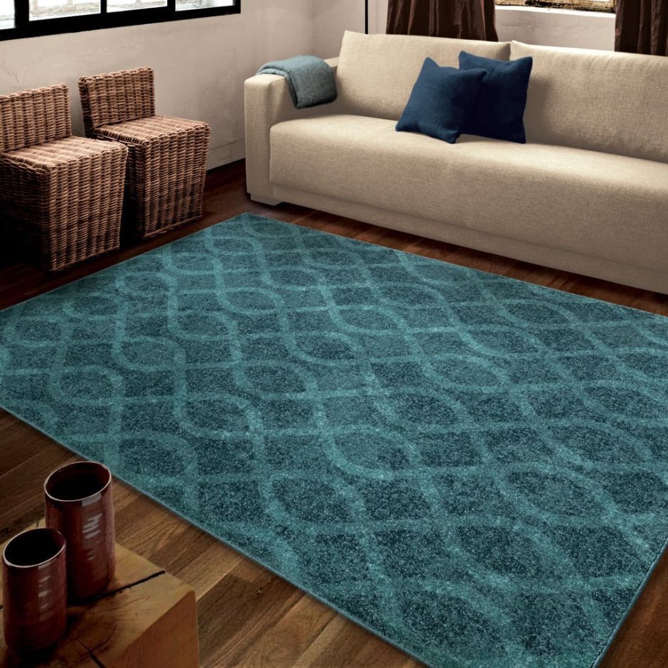 Интерьер с бирюзовым ковром