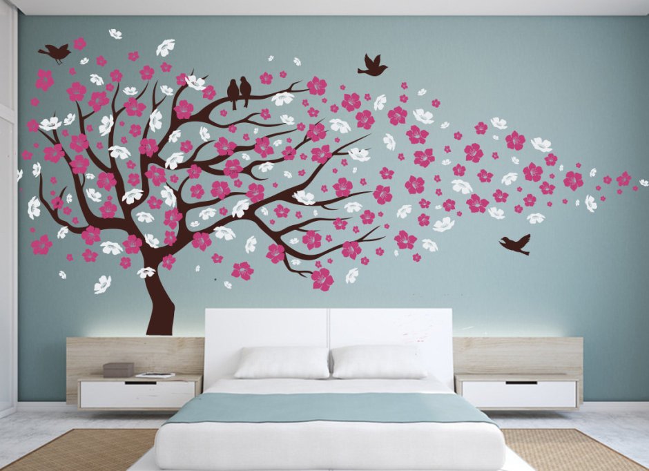 Цветущее дерево на стене