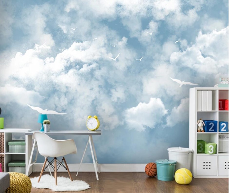 Украшение детской комнаты облачками
