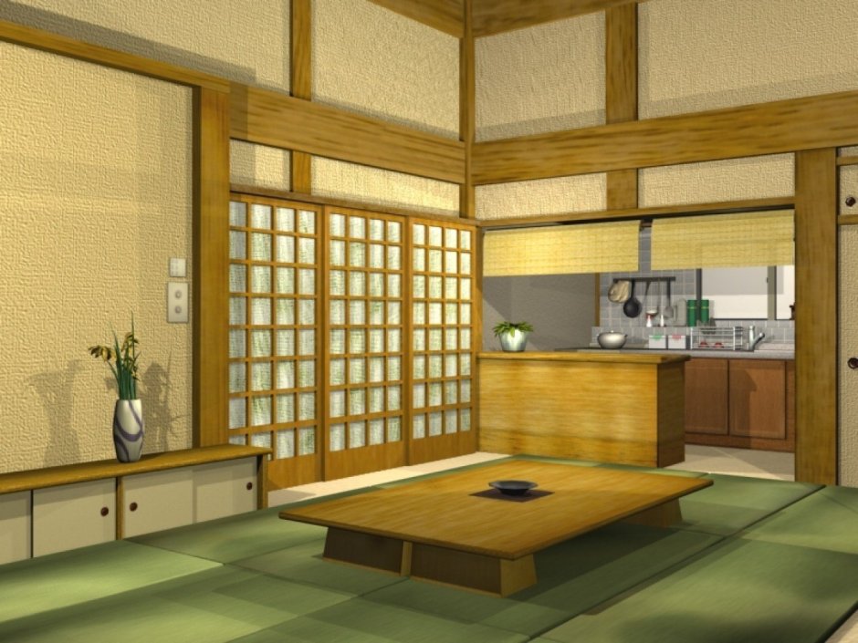 Традиционная японская гостиная Рекан орнамент