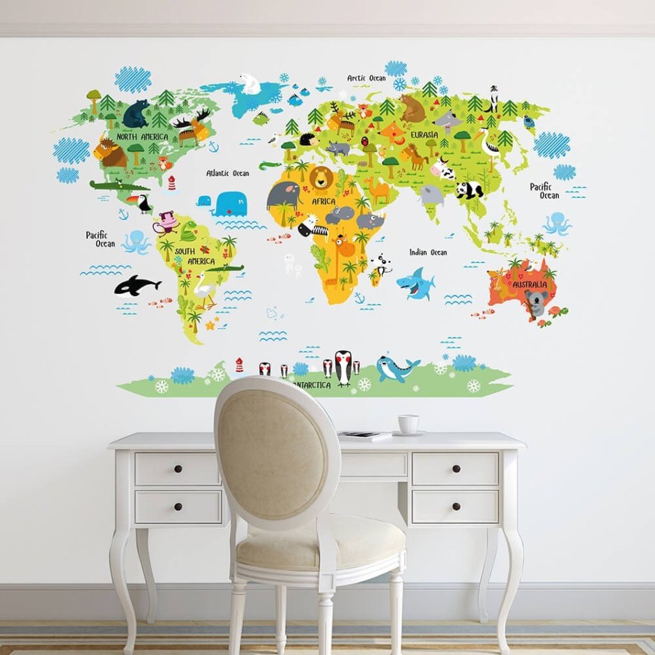 Политическая карта мира для детей на стену