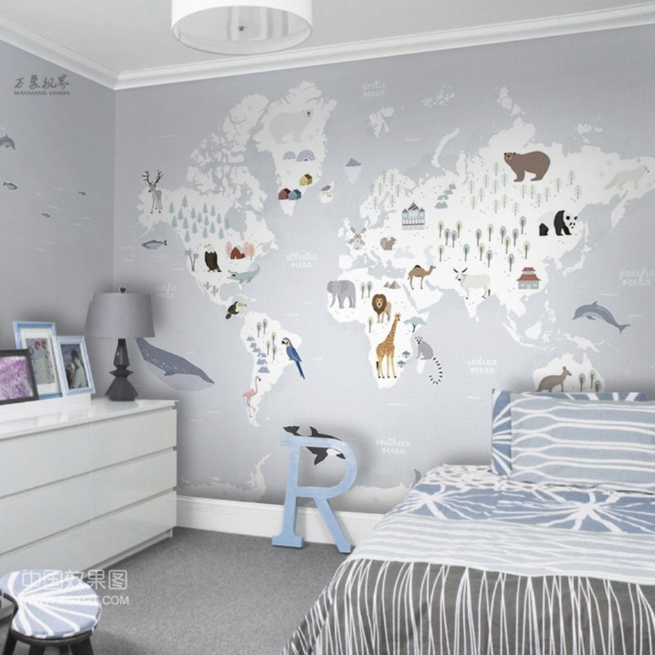Обои карта мира на стены для детской