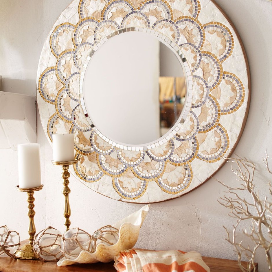 Зеркало с мозаикой круглое