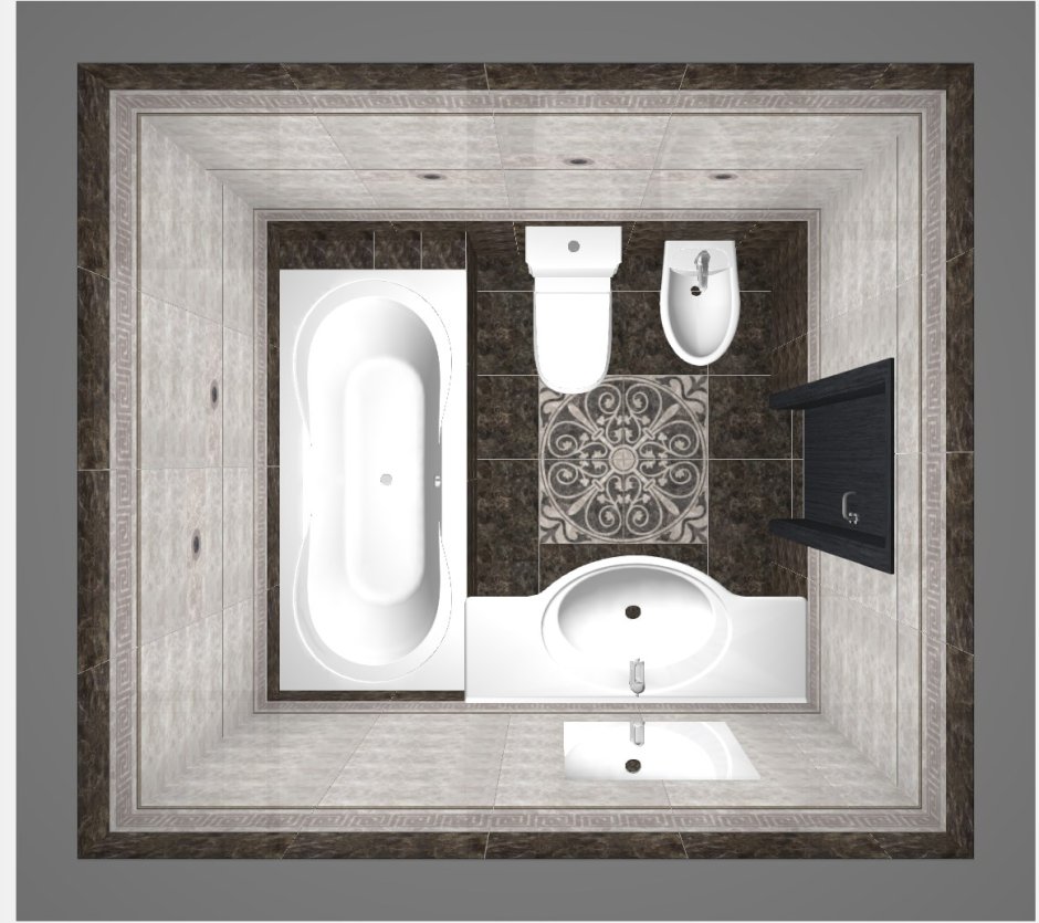 Плитка Помпеи 7с дизайн проект в ванную