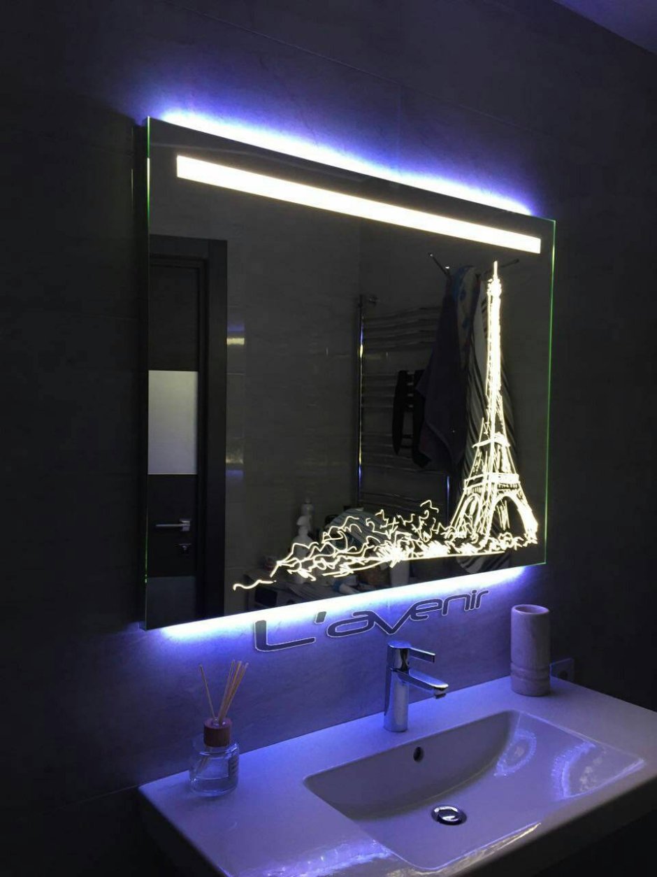 Необычное освещение в ванной