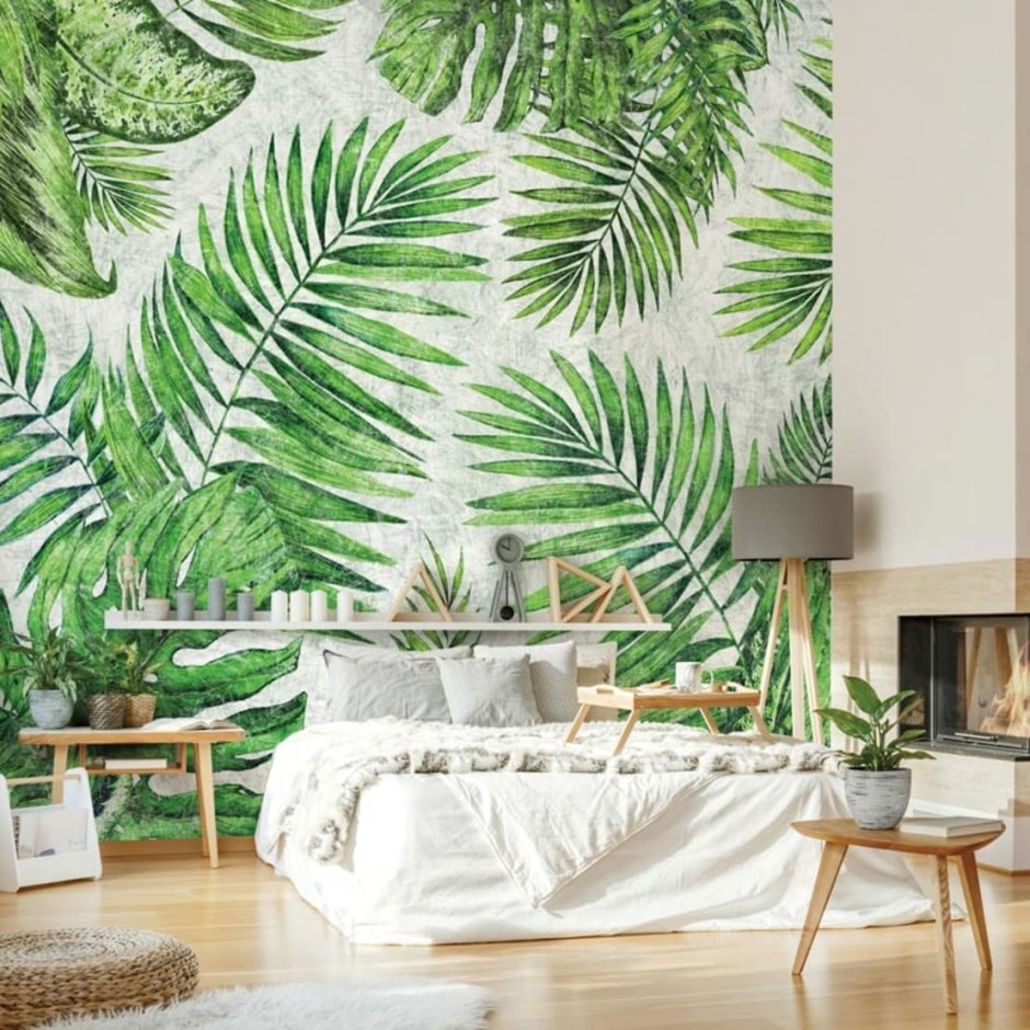 Alfresco Palm Leaf Wallpaper White Green Jungle Tropical 2744-24136