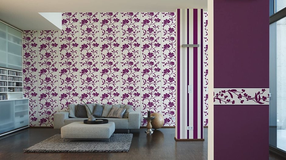 Обои компаньоны в интерьере гостиной