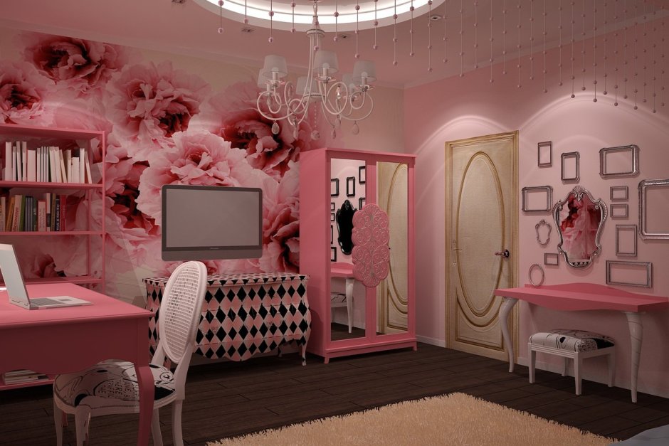 Комната с розовым потолком