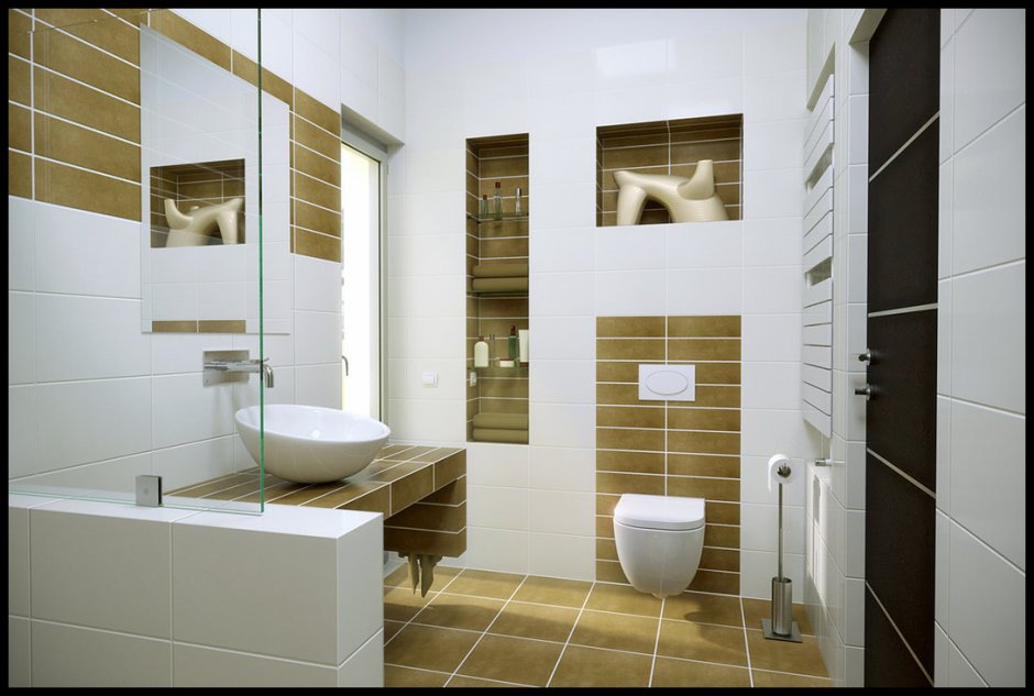 Небольшая ванная комната в современном стиле