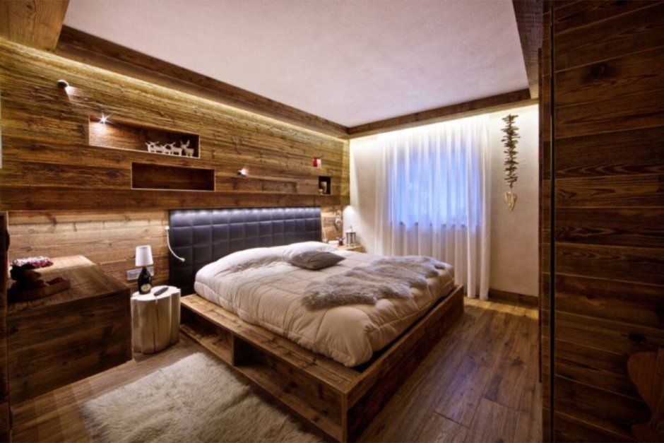 Спальня в стиле дерева