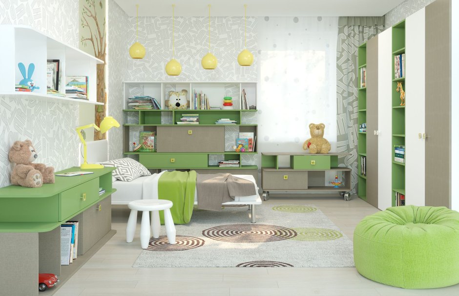 Зеленая спальня для девочки