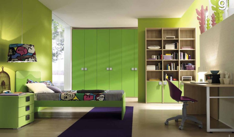 Комната для подростка в зеленых тонах