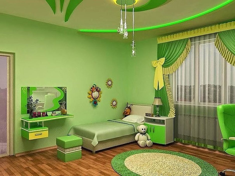 Салатовая детская комната