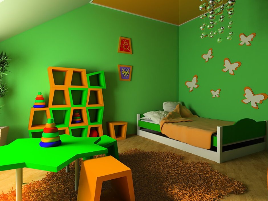 Проект детской комнаты в зеленых