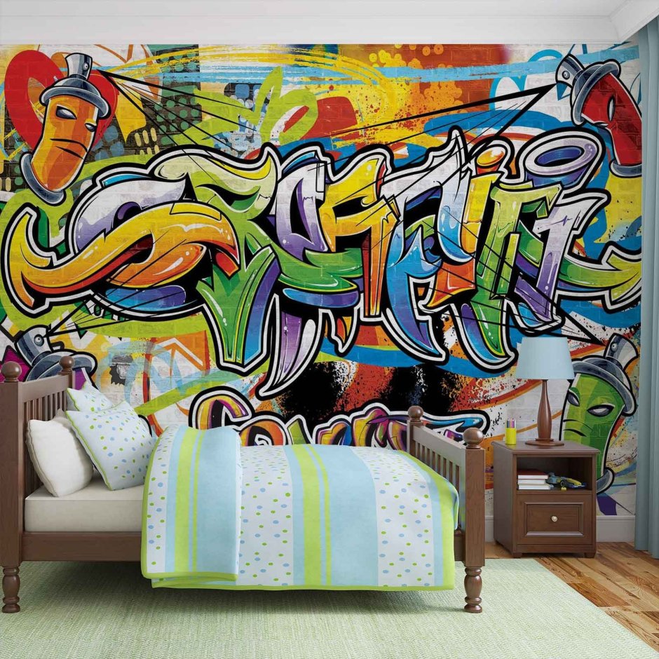 Граффити в детской комнате (73 фото)