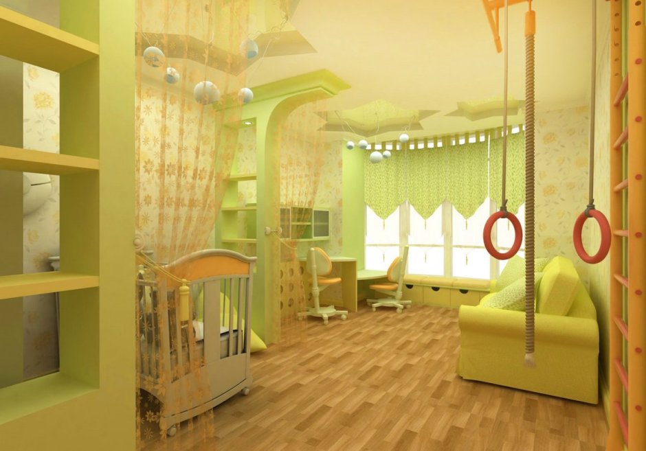 Детская комната в салатовом цвете (68 фото)