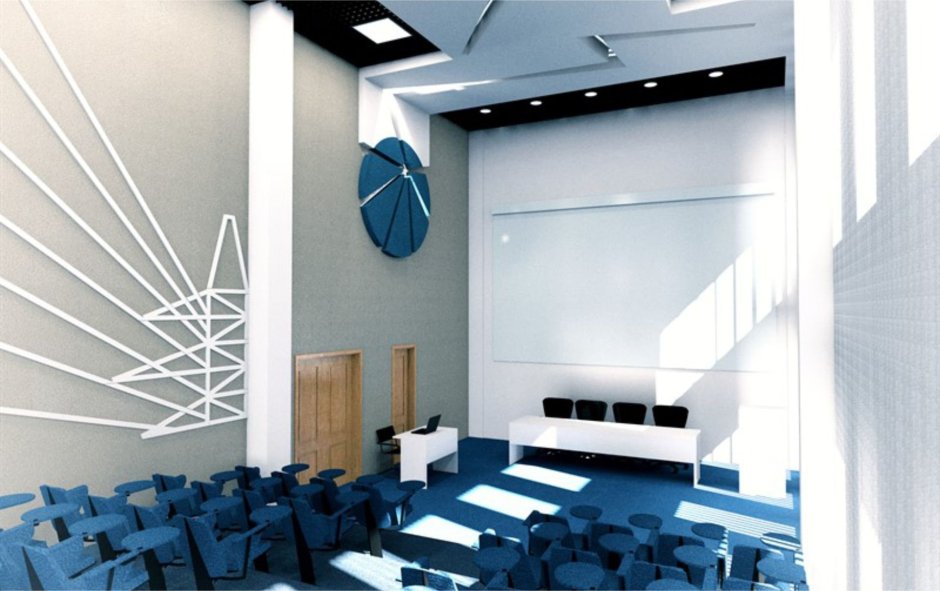 Отделка стен актового зала