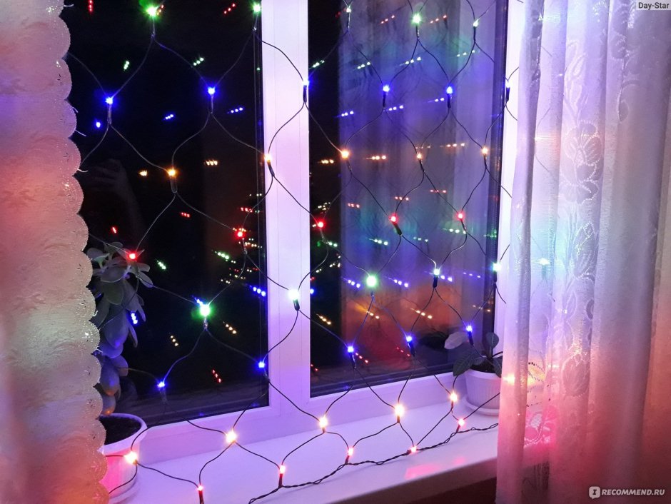 Гирлянды на окна к новому году сетка