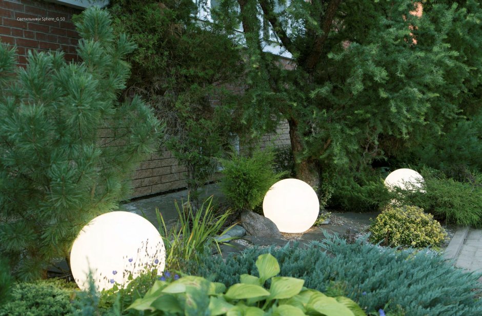 Светильники шары в ландшафтном дизайне