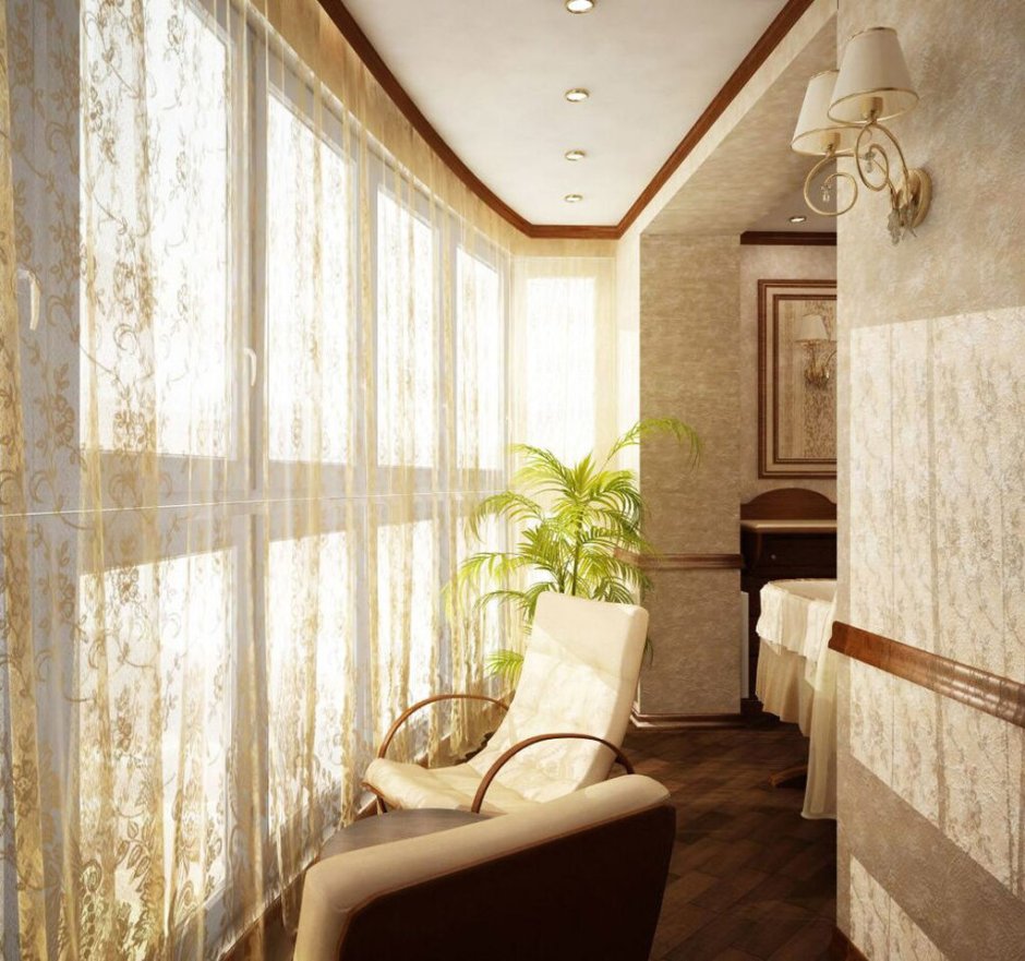 Дизайн балкона совмещенного с комнатой