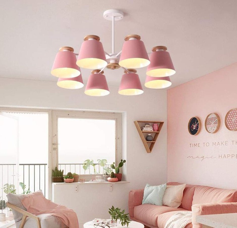 Люстры в скандинавском стиле розовые