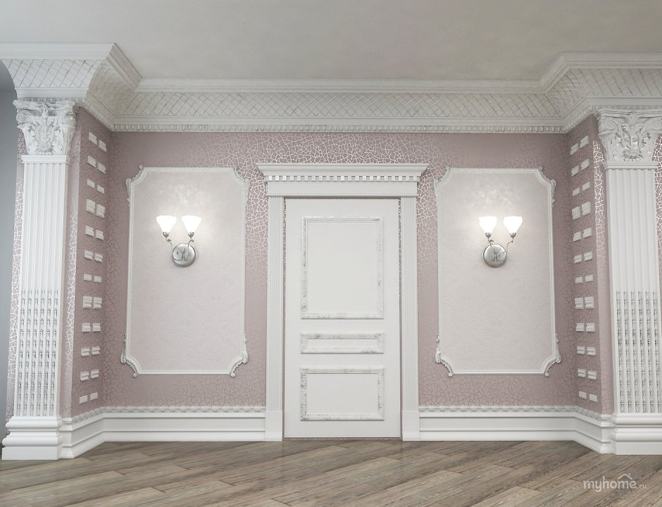 Белая комната с лепниной