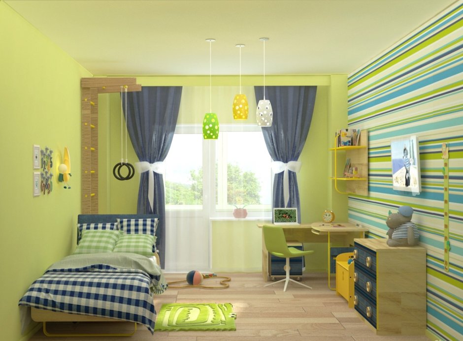 Детская комната в зеленых тонах