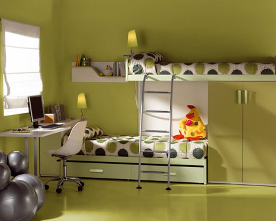 Детская комната в оливковых тонах