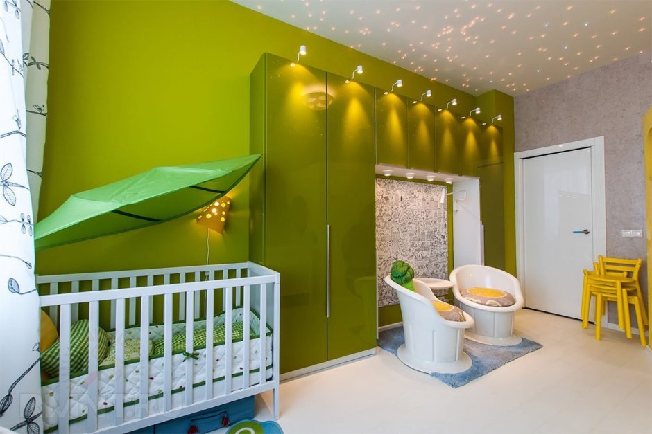 Детская комната в оливковом цвете (68 фото)