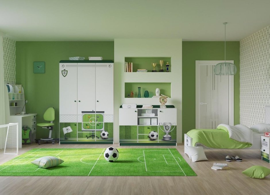Зеленая мебель в детской