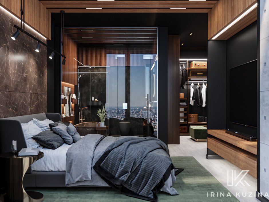 Спальня в классическом стиле с гардеробной