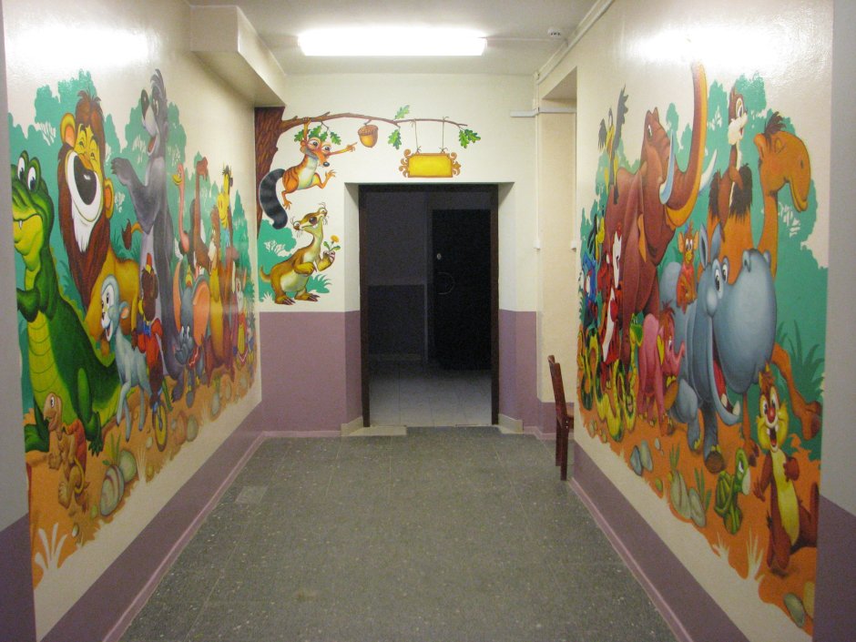 Оформление коридора в детском саду времена года