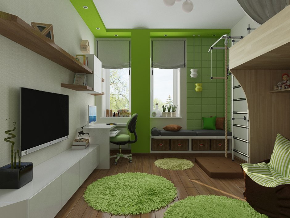 Зелёная комната для подростка