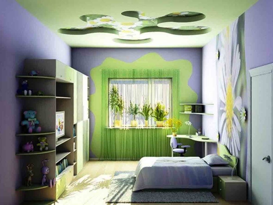 Зелёная комната для девочки подростка