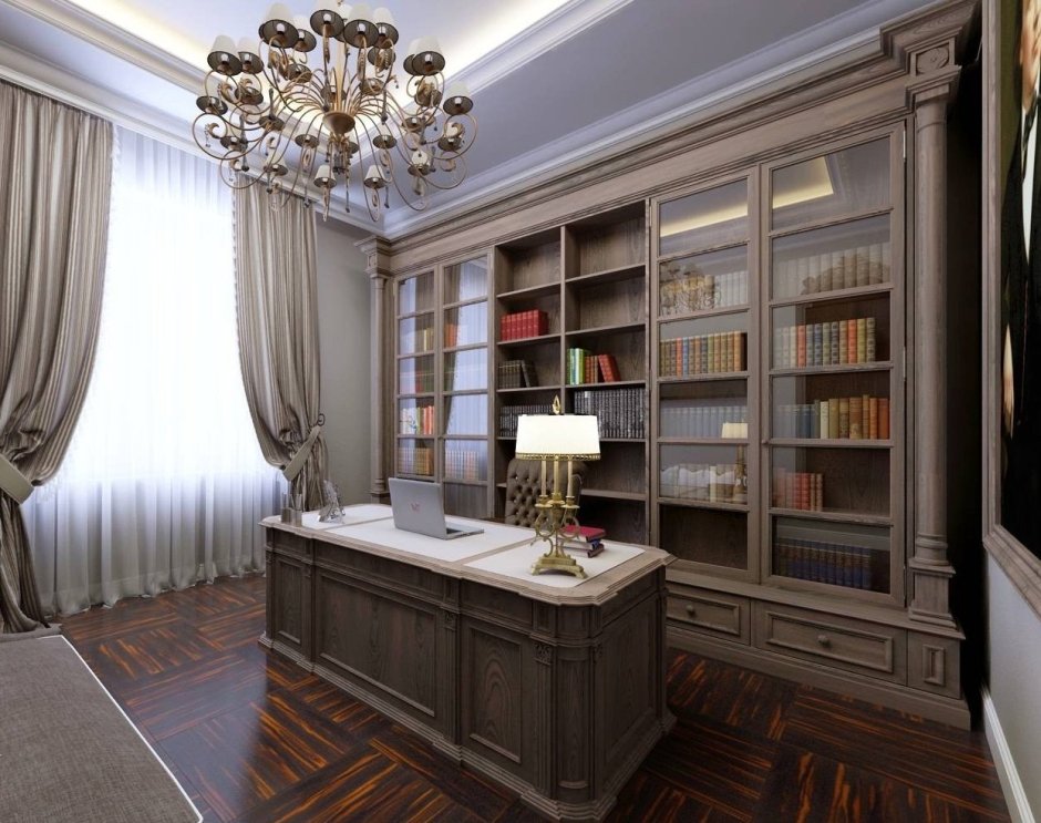 Дизайн домашнего кабинета в классическом стиле (66 фото)