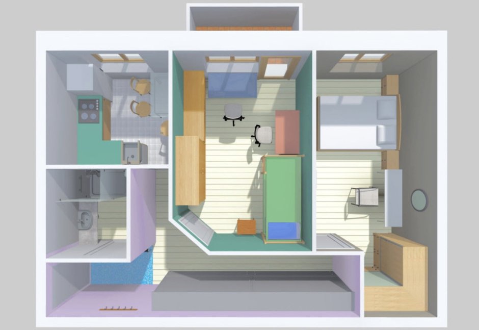 Дизайн смежных комнат в трехкомнатной квартире