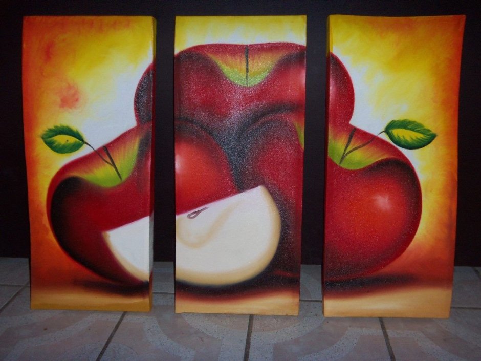 Триптих фрукты маслом