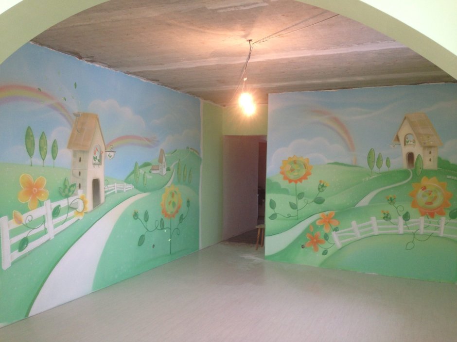 Аэрография на стенах в детском саду
