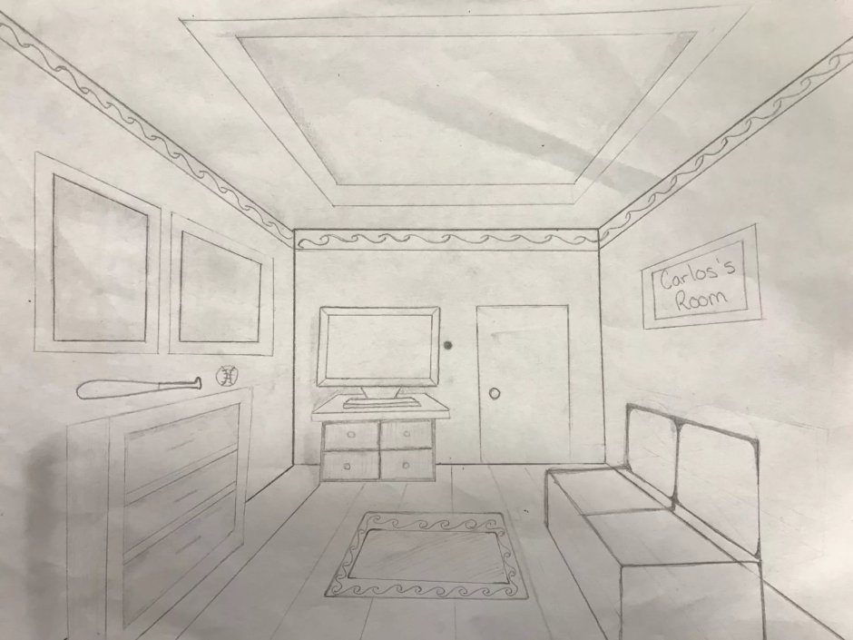 Рисунок комнаты для срисовки