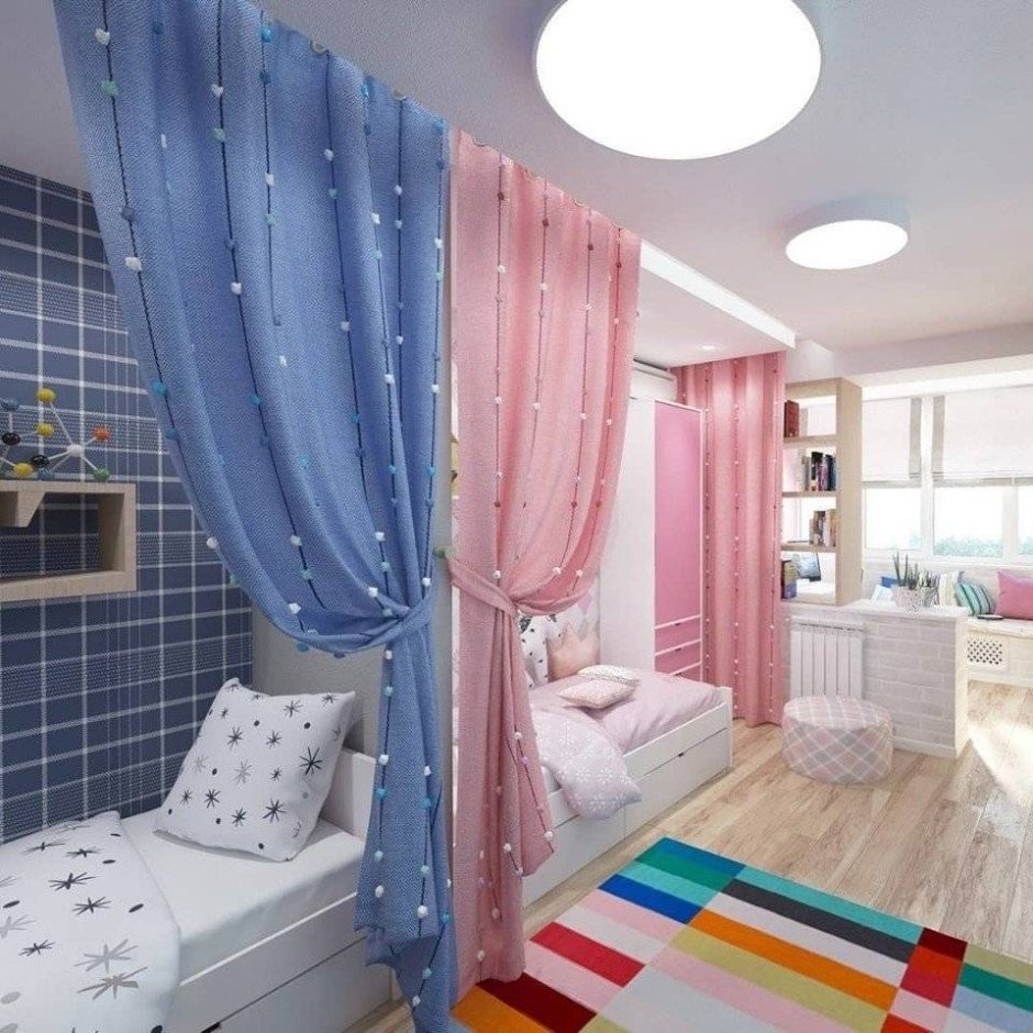 Маленькая детская комната для двоих разнополых