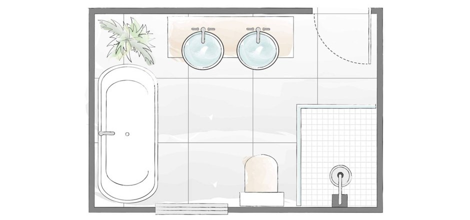 Планировка ванной комнаты схема