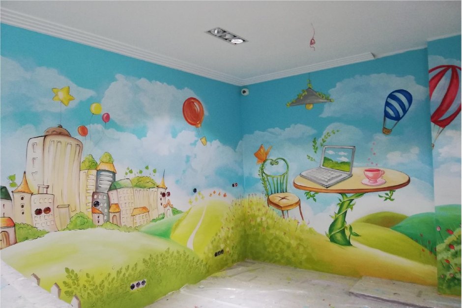 Декоративная отделка стен в детской комнате