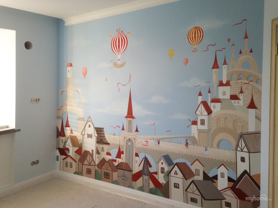 Покраска стен в детском саду варианты