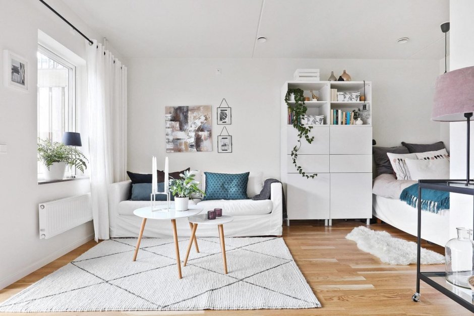 Скандинавский стиль в интерьере квартиры студии
