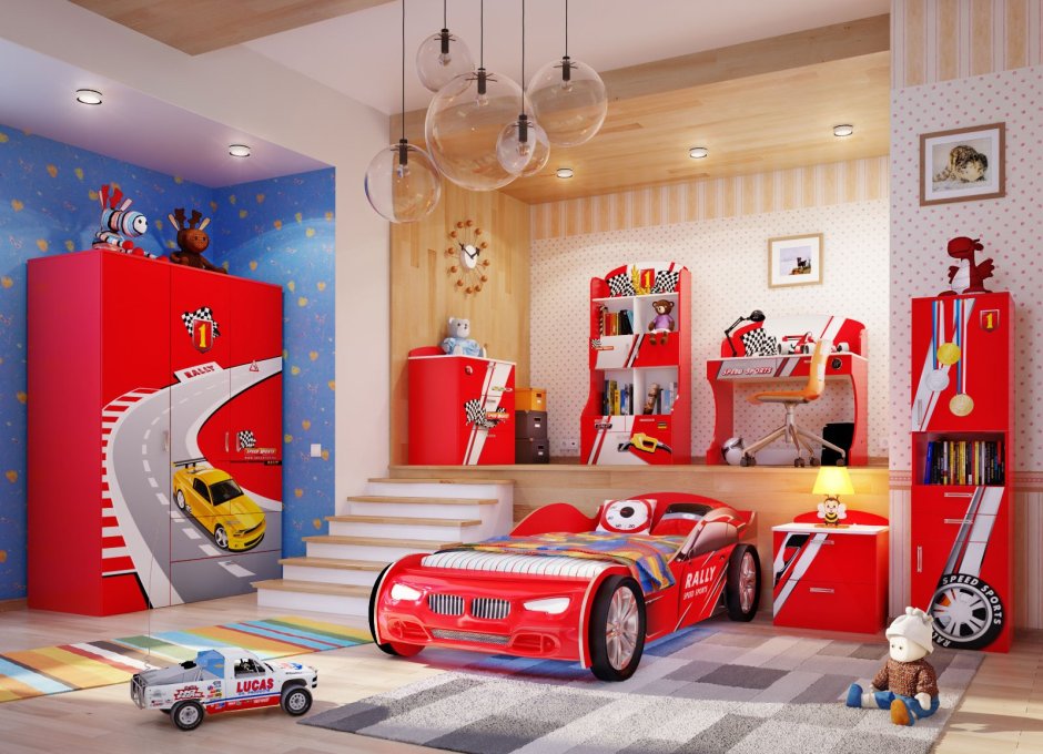 Детская комната для мальчика с машинками