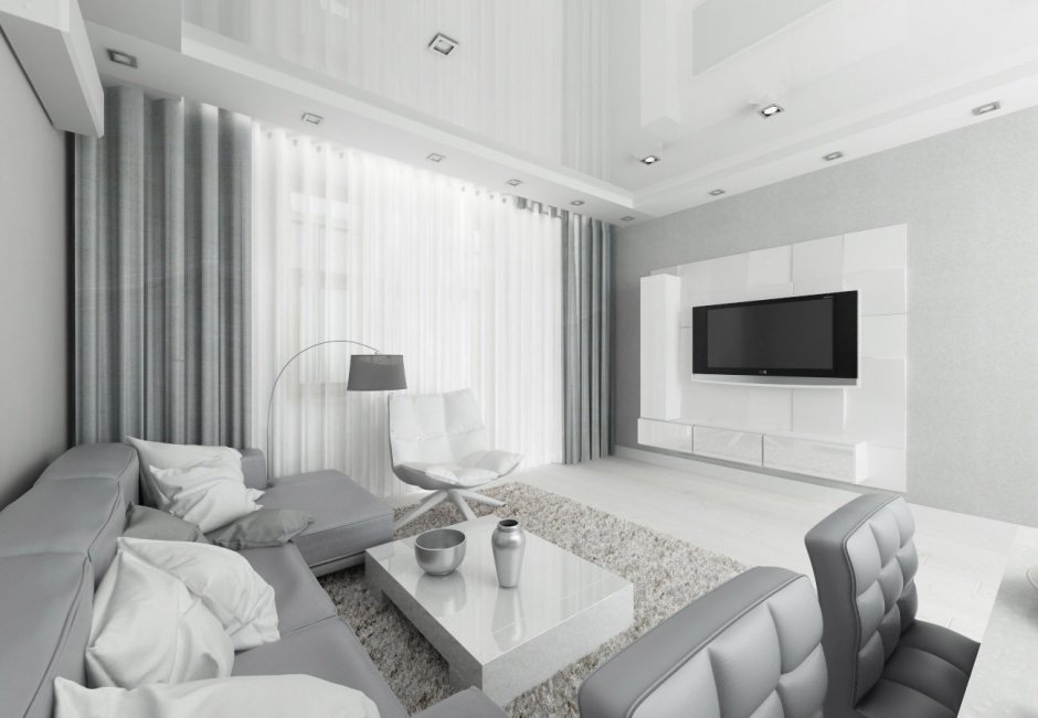 Бело серый интерьер квартиры