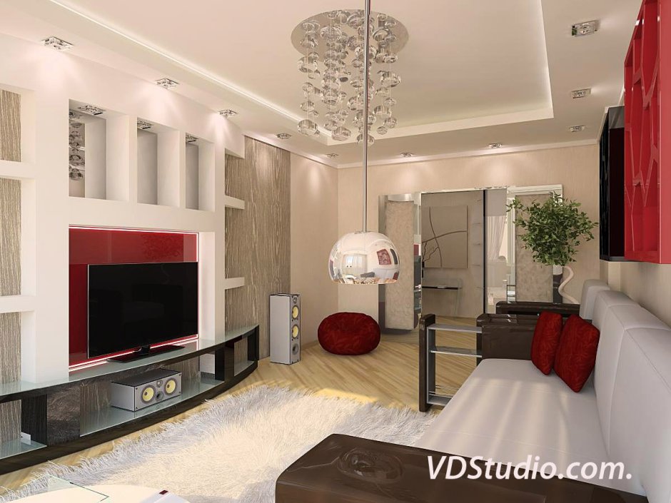 Интерьер гостинной 18кв м