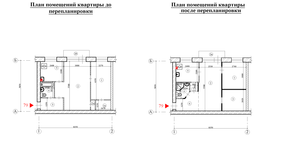 План БТИ хрущевки 3 комнатная