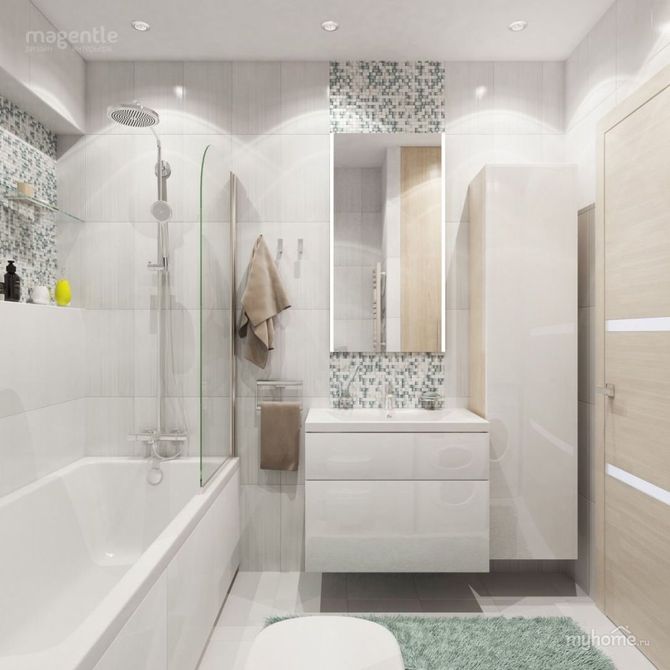 Дизайн ванной комнаты в светлых тонах в современном стиле фото