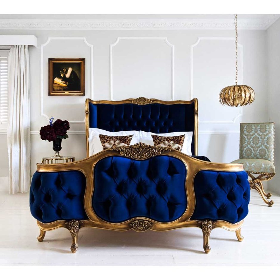 Кровать Королевский синий